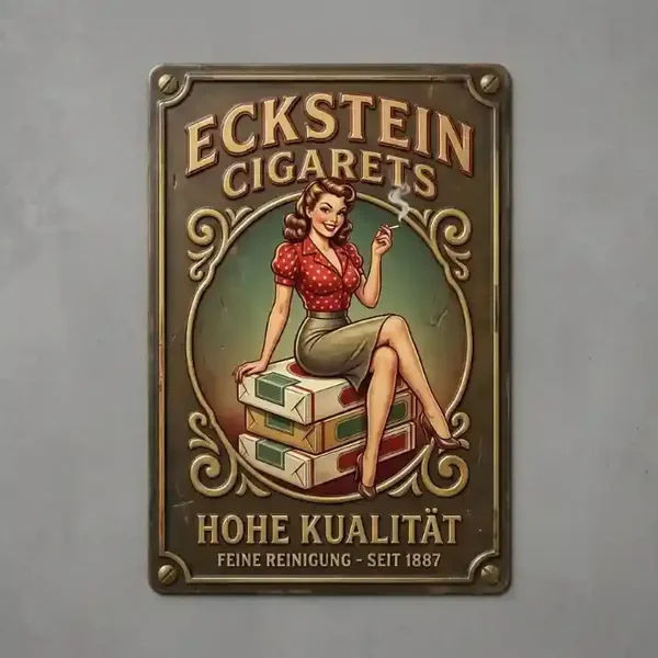 Eckstein Cigarets Vintage Metalen Wandbord - Pin-up
