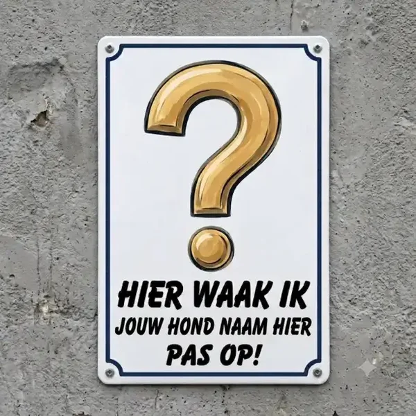 Gepersonaliseerd Metalen Bord "Hier Waak Ik" met Eigen Hond en Naam
