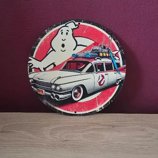 Ghostbusters Metalen Wandbord ECTO-1 – Rond 20x20 cm