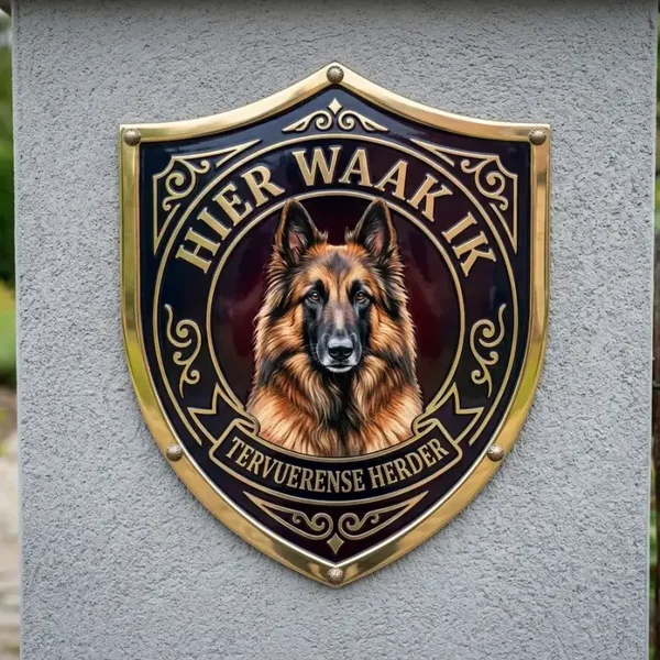 Waakschild Acryl Tervuerense Herder 30x35 - Luxe Messing Look