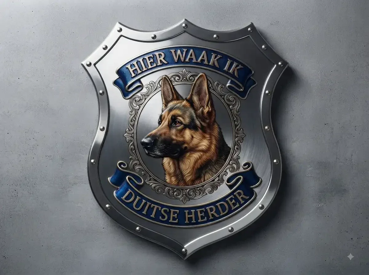 Luxe  Schild Duitse Herder - Hier Waak Ik - 32x32 cm