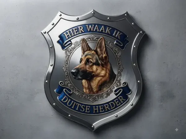 Luxe  Schild Duitse Herder - Hier Waak Ik - 32x32 cm