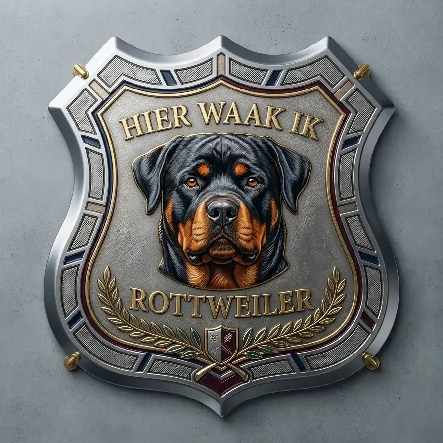 Luxe Schild Rottweiler - Hier Waak Ik 32x32 cm