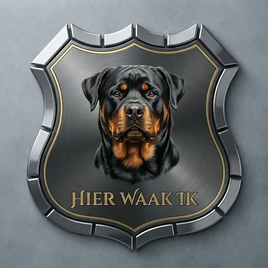 Luxe Schild Rottweiler - Hier Waak Ik 32x32 cm