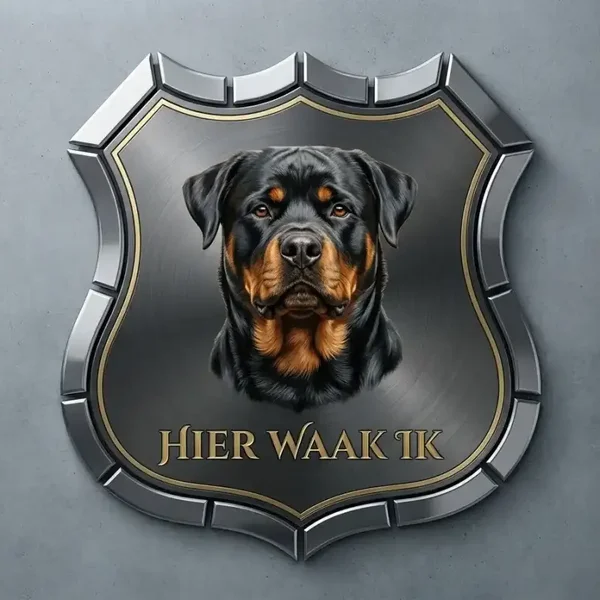 Luxe Schild Rottweiler - Hier Waak Ik 32x32 cm