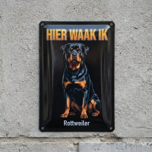 Metalen bord Hier waak ik Rottweiler
