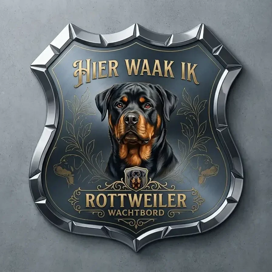 Luxe Schild Rottweiler Hier Waak Ik 32x32 cm