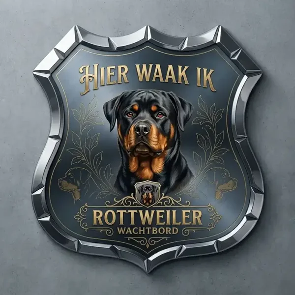 Luxe Schild Rottweiler Hier Waak Ik 32x32 cm