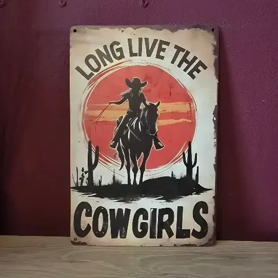 Vintage Houten Wandbord Long Live The Cowgirls - 20x30 cm