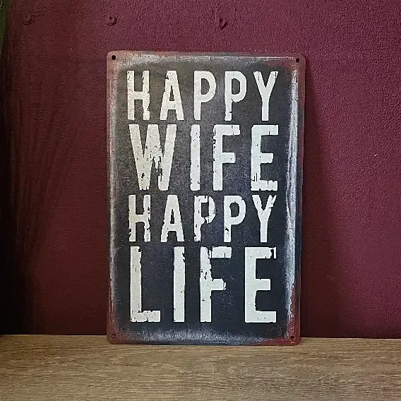 Houten Wandbord Happy Wife Happy Life - MDF - 20x30 cm
