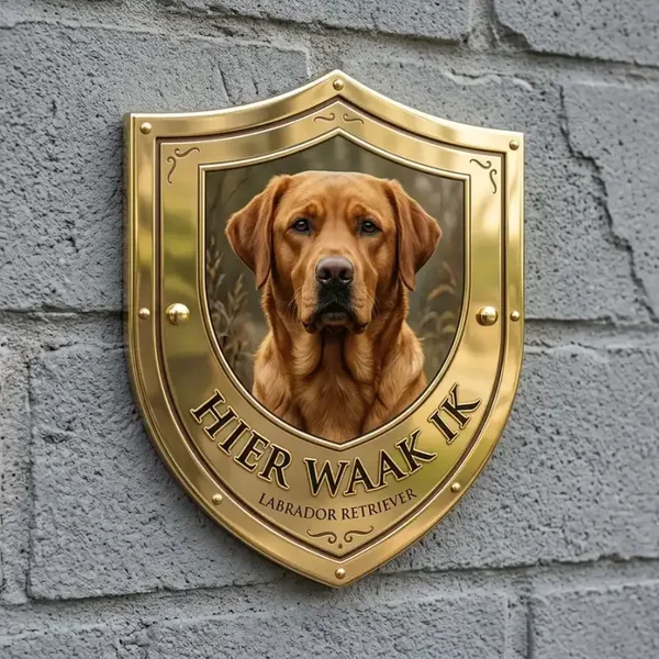 Labrador Retriever Waakbord Schild - Goud Acryl 30x35 cm