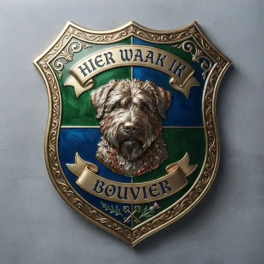 Luxe Schild Bouvier - Hier Waak Ik - 32x32 cm