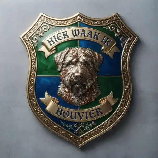 Luxe Schild Bouvier - Hier Waak Ik - 32x32 cm