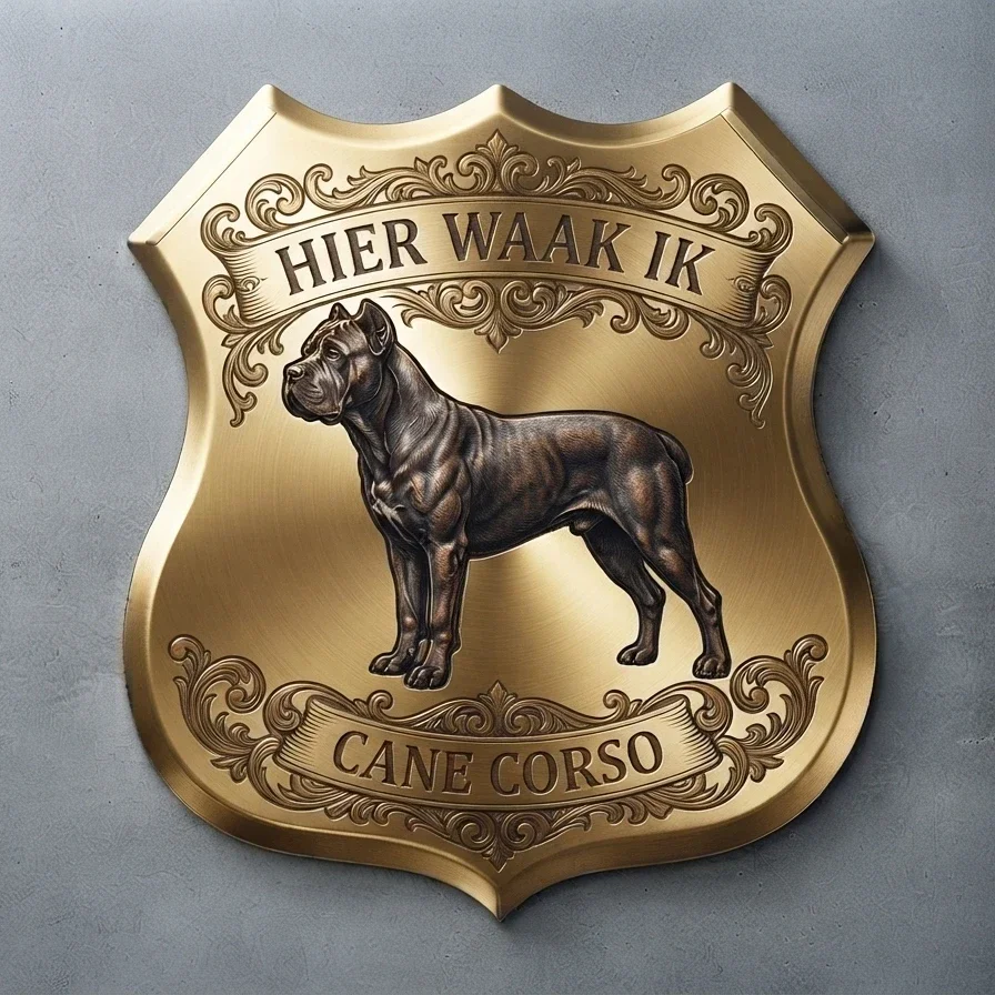 Schild Cane Corso Hier Waak Ik 32x32 cm