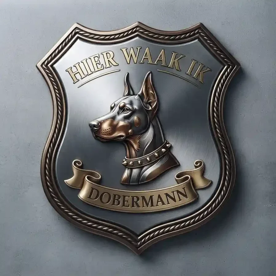 Luxe Schild Dobermann Hier Waak Ik | retrobordjes.be