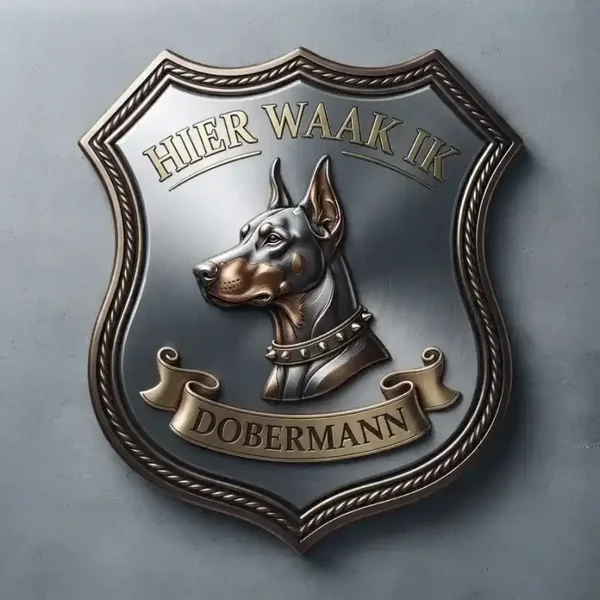 Luxe Schild Dobermann Hier Waak Ik | retrobordjes.be