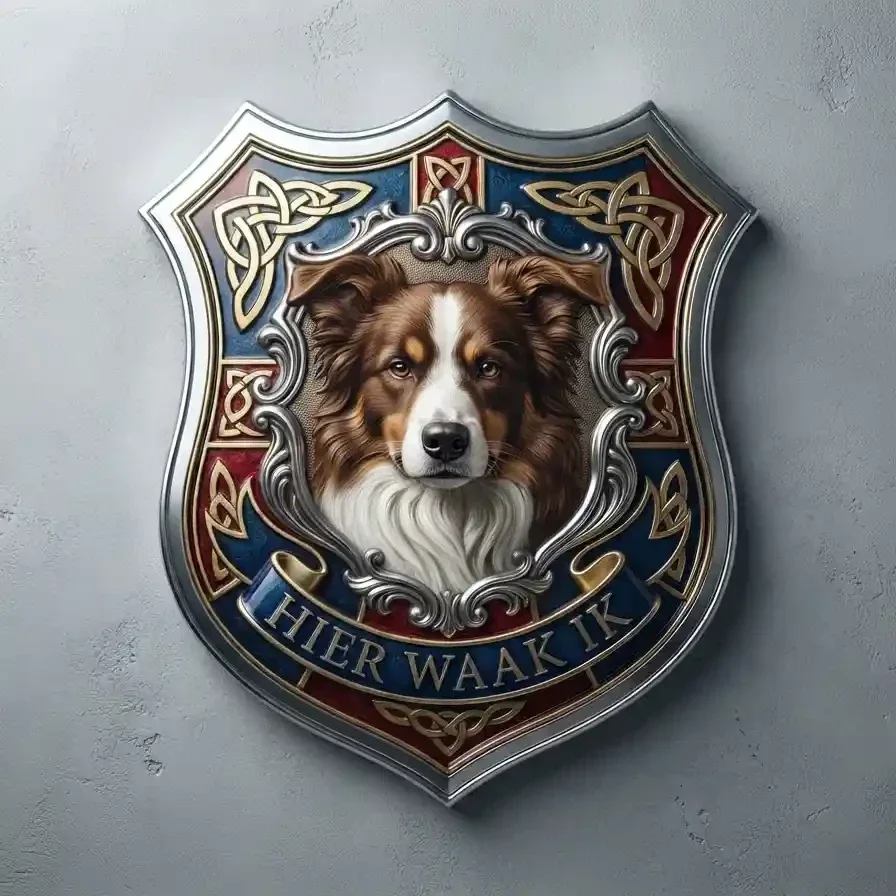 Luxe Schild Border Collie - Hier Waak Ik (32x32
