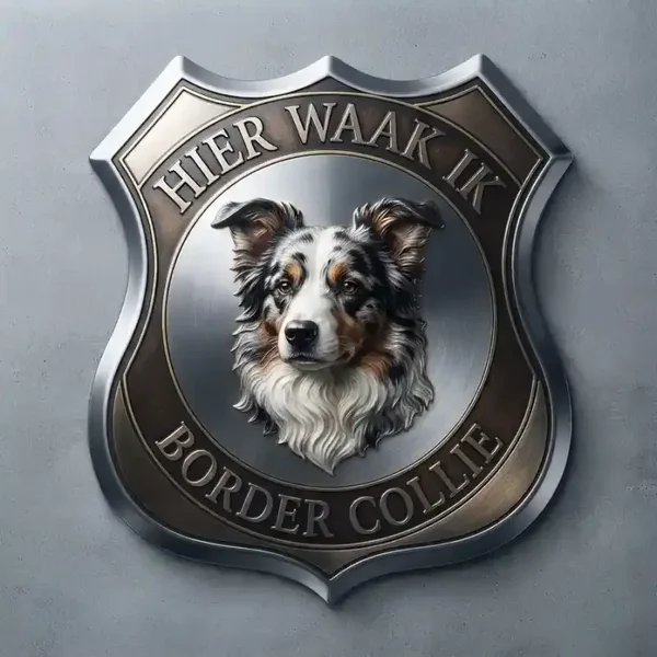 Luxe Schild Border Collie - Hier Waak Ik 32x32 cm