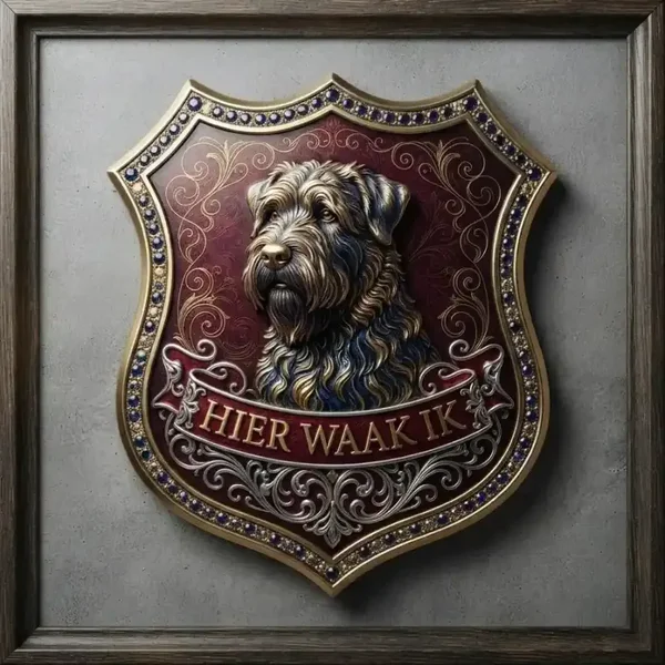 Schild Bouvier "Hier Waak Ik" - 32x32 cm