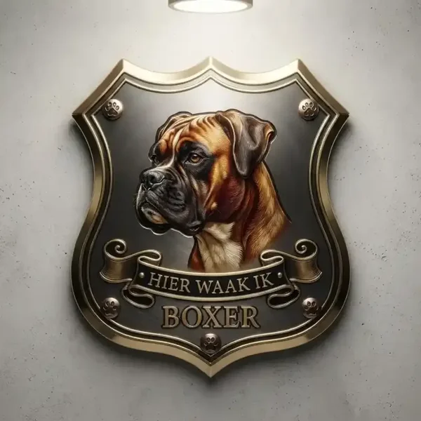 Luxe Schild Boxer - Hier Waak Ik (32x32 cm)