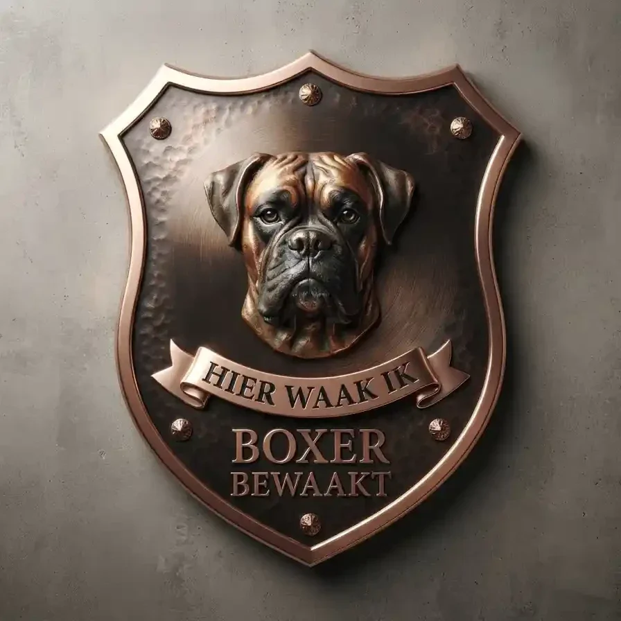 Luxe Schild Boxer - Hier Waak Ik - 32x32 cm
