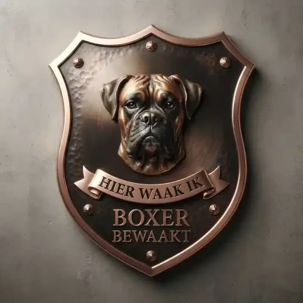 Luxe Schild Boxer - Hier Waak Ik - 32x32 cm