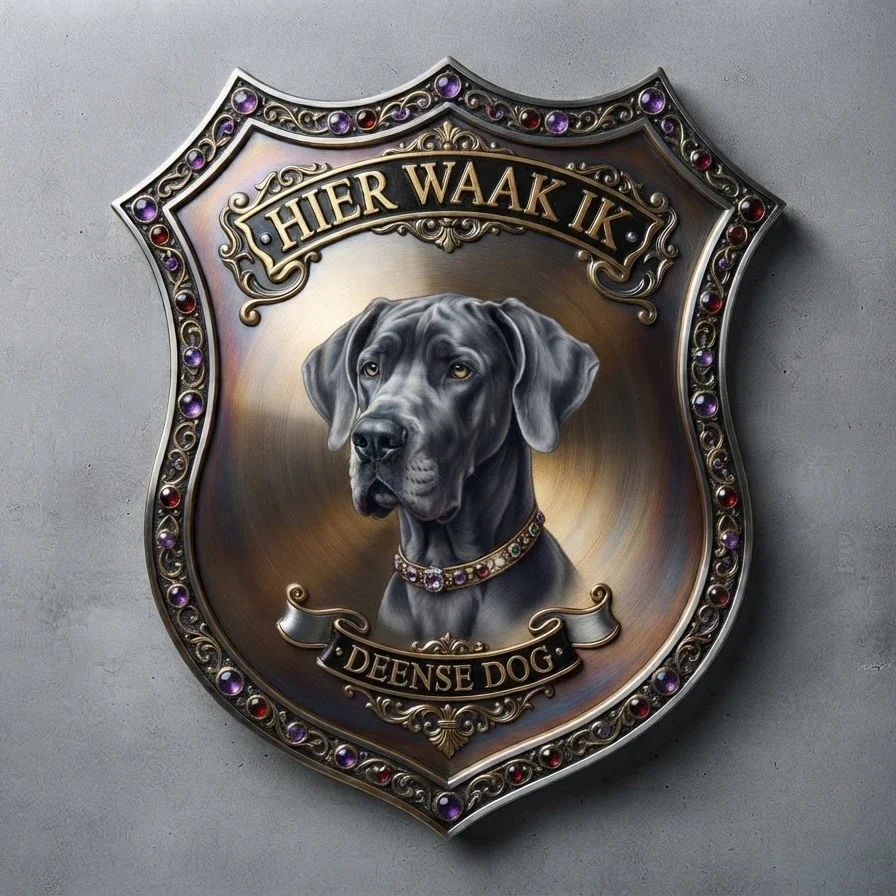 Luxe Schild Deense Dog - Hier Waak Ik (32x32 cm)