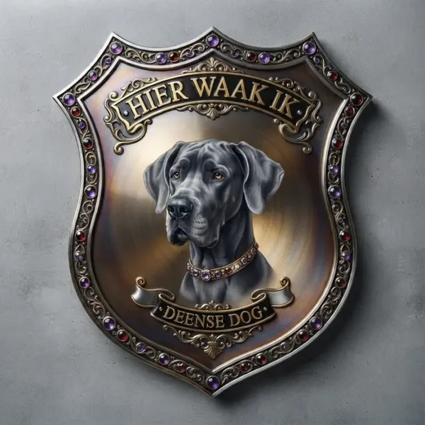 Luxe Schild Deense Dog - Hier Waak Ik (32x32 cm)