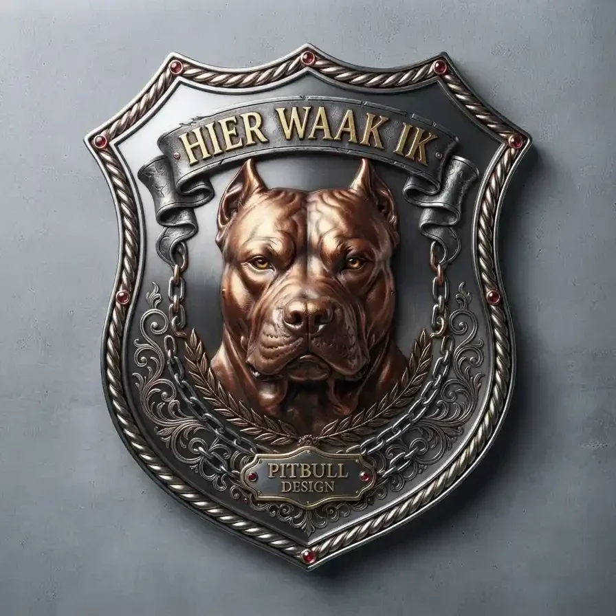 Schild Pitbull - Hier Waak Ik 32x32 cm