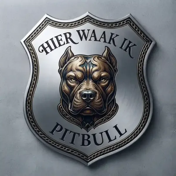 Luxe  Schild Pitbull - Hier Waak Ik - 32x32 cm