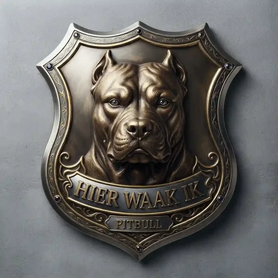 Luxe Schild Pitbull - Hier Waak Ik (32x32 cm)