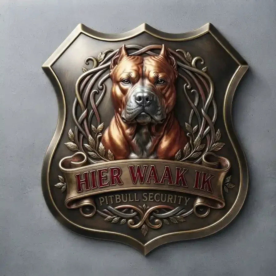 Schild Pitbull Hier Waak Ik 32x32 cm
