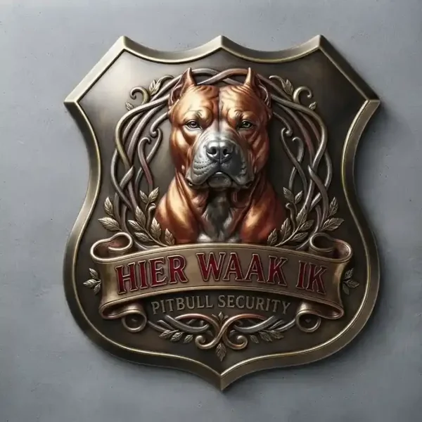 Schild Pitbull Hier Waak Ik 32x32 cm