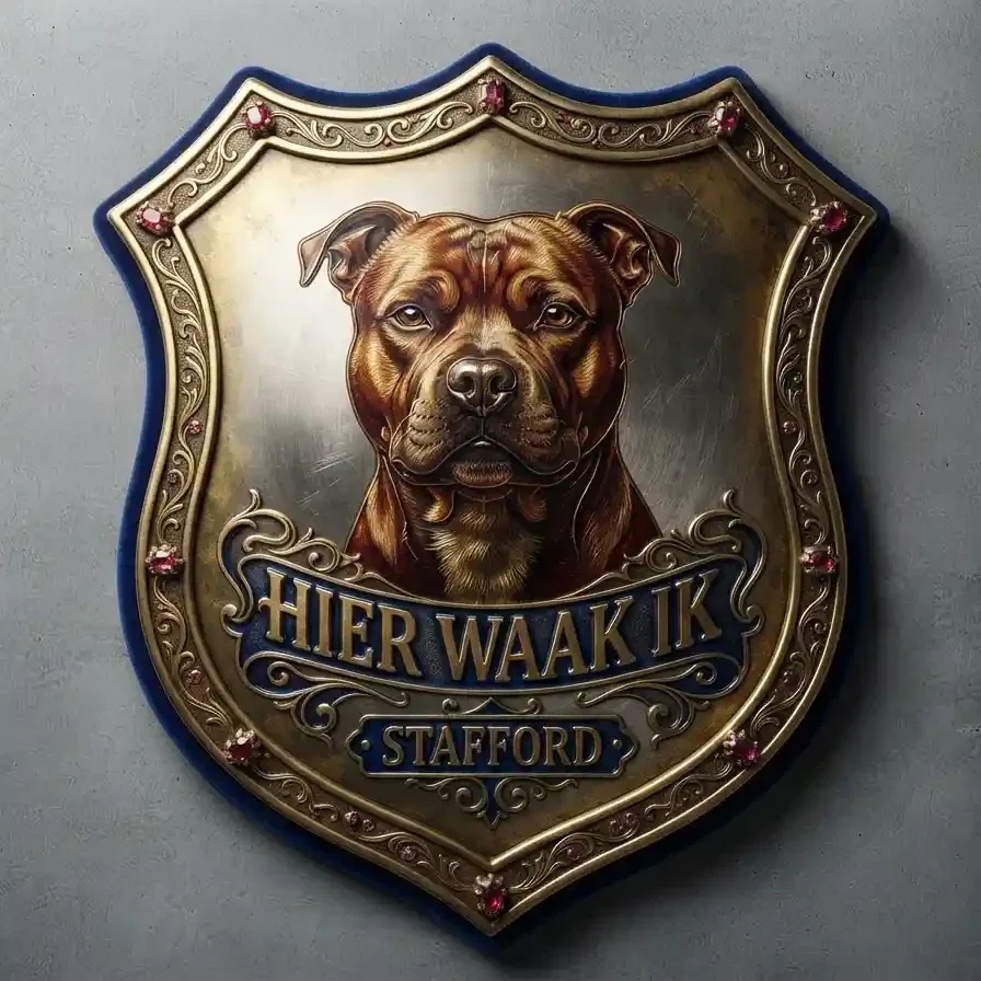 Schild Stafford - Hier Waak Ik - 32x32 cm