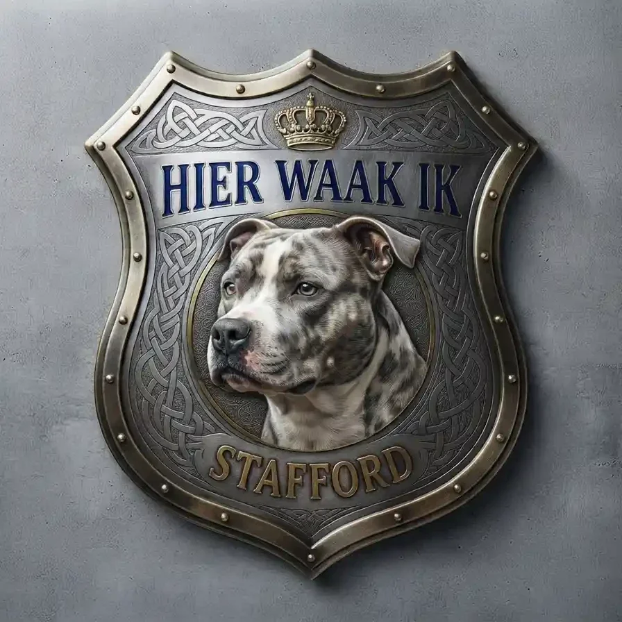 Luxe  Waarschuwingsschild Stafford - "Hier Waak Ik