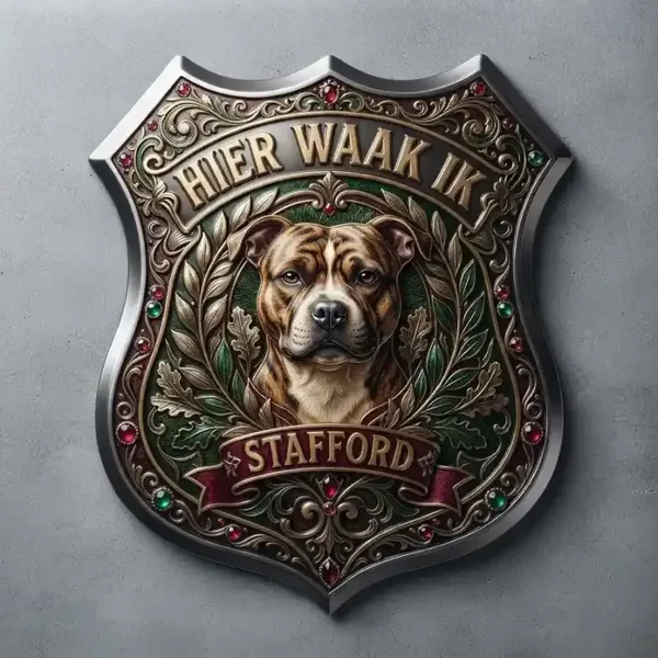 Luxe  Waakschild Stafford - "Hier Waak Ik" (32x32)