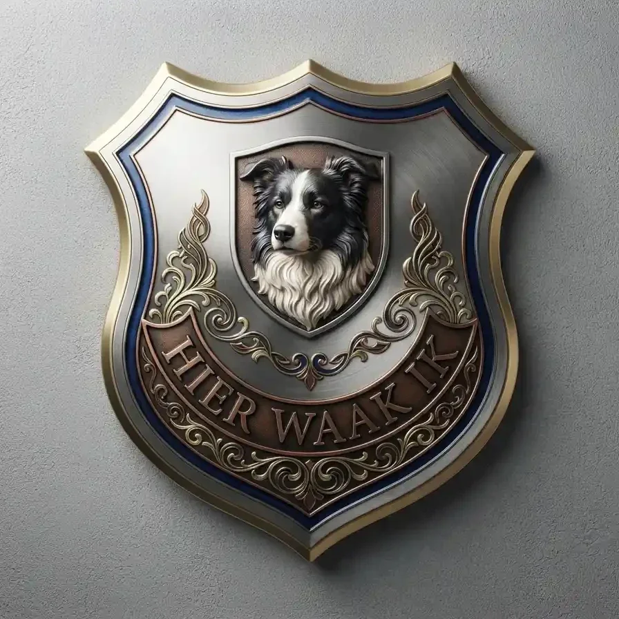 Luxe Schild Border Collie - Hier Waak Ik - 32x32 cm