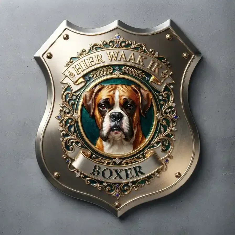 Luxe Vol Schild Boxer - Hier Waak Ik (32x32 cm)