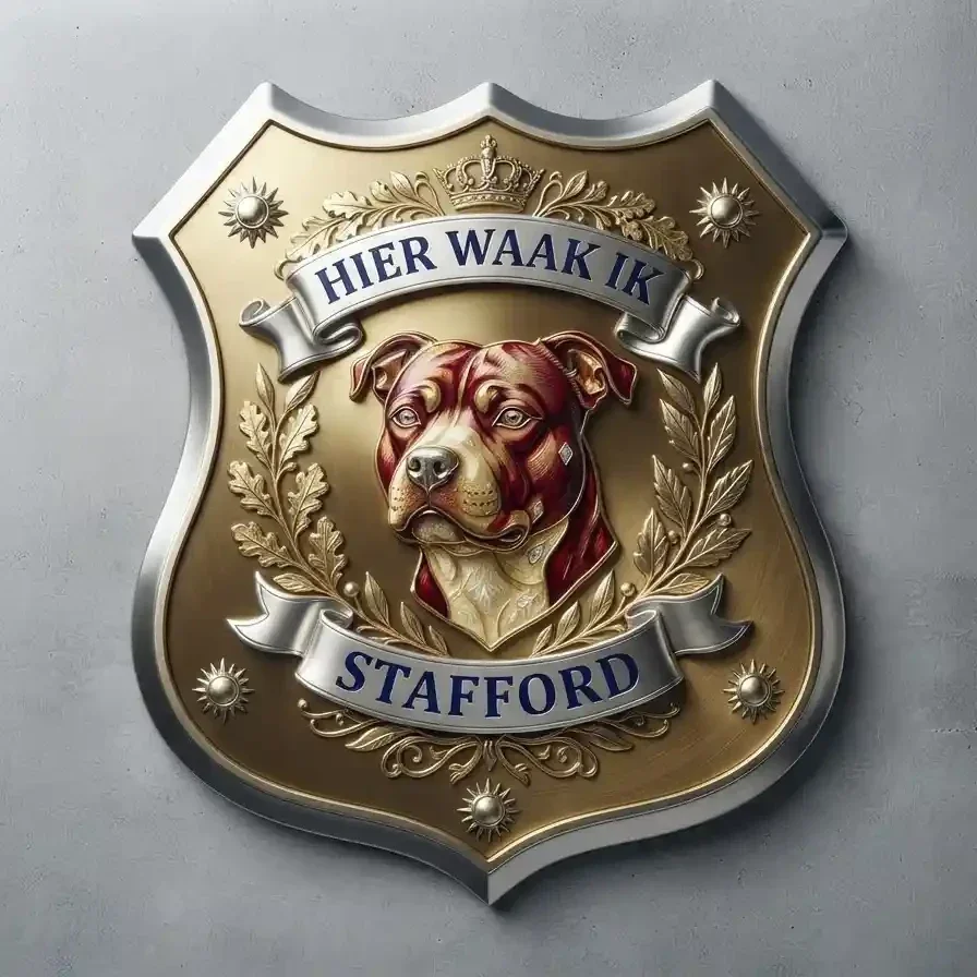 Luxe Vol Schild Stafford - Hier Waak Ik 32x32 cm