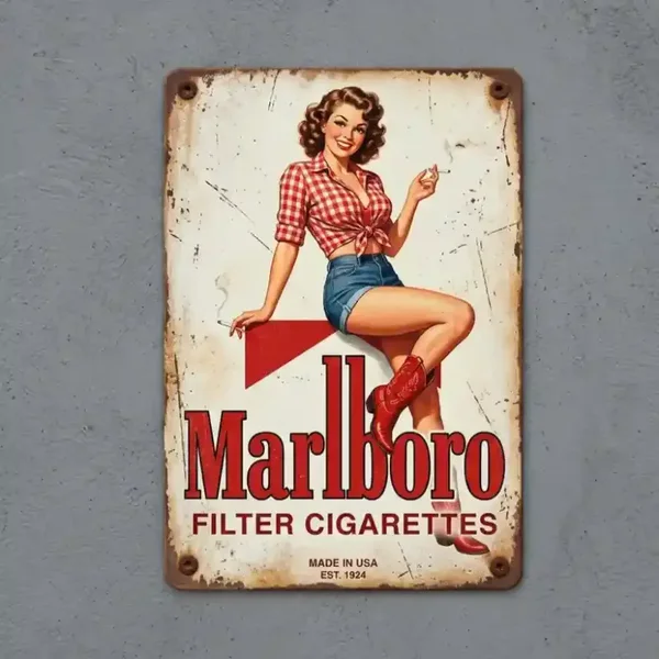 Marlboro Retro Metalen Bord - Vintage Pin-up Girl