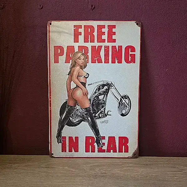 MDF Wandbord Motor Pin-up - Free Parking In Rear - 20x30 cm