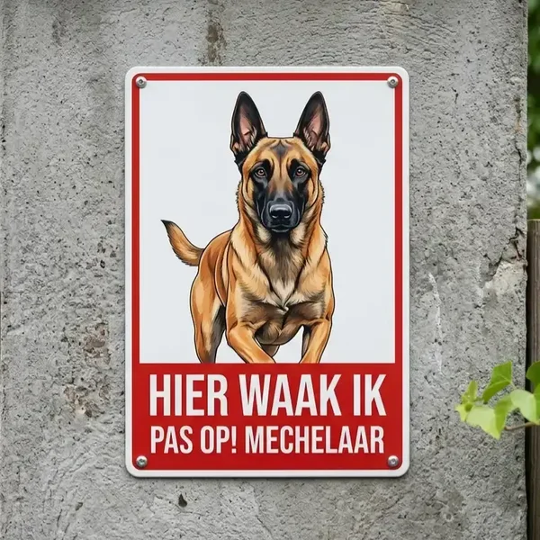 Waarschuwingsbord Metaal - Hier Waak Ik Mechelaar