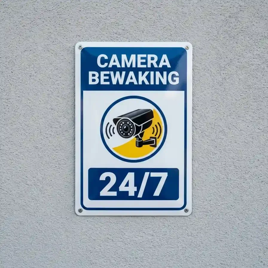 Metalen Bord Camera Bewaking 24/7