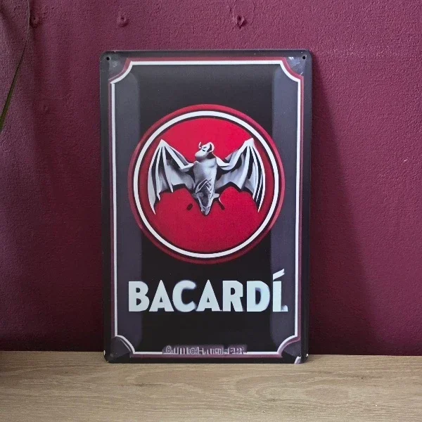Metalen Bacardí Wandbord 20x30 cm – Tweedehands Bar Decoratie
