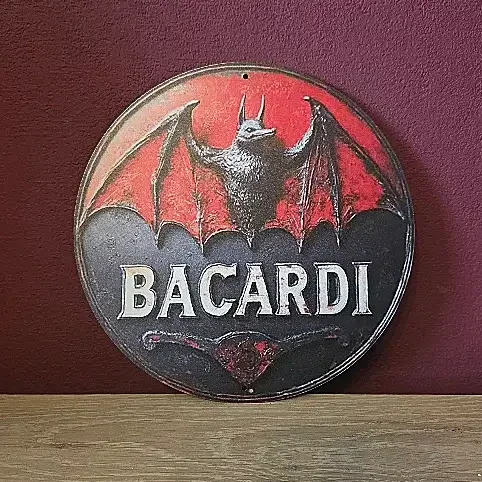 Metalen Bacardi Wandbord Retro - Rond 20x20 cm