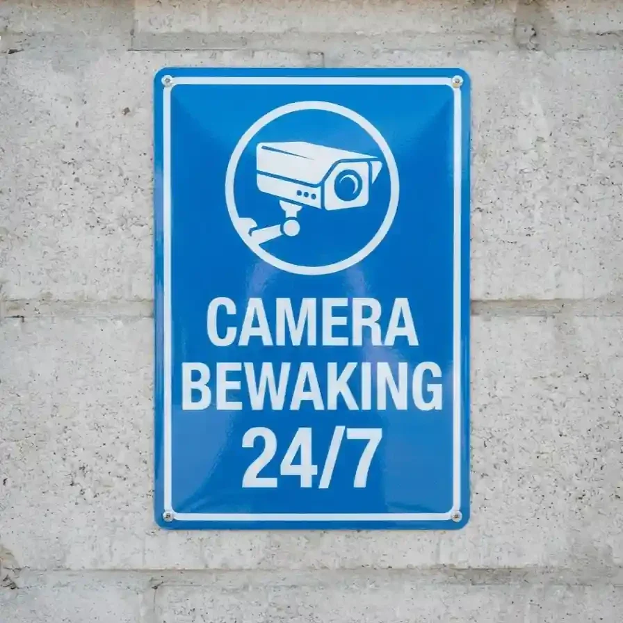 Metalen Bewakingsbord Camera 24/7 Blauw