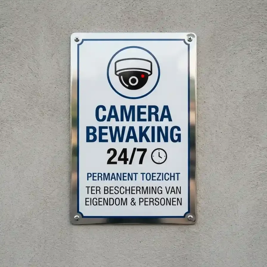 Metalen Bewakingsbord Camera 24/7