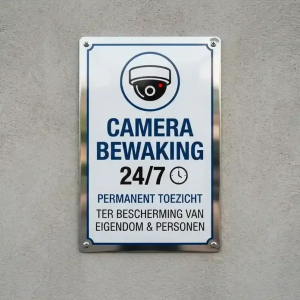 Metalen Bewakingsbord Camera 24/7