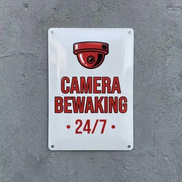 Metalen Bewakingsbord Camera 24/7