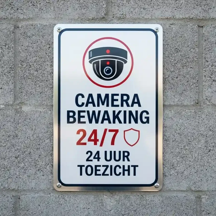Metalen Bewakingsbord Camera Bewaking 24/7